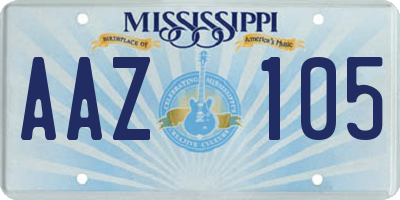 MS license plate AAZ105