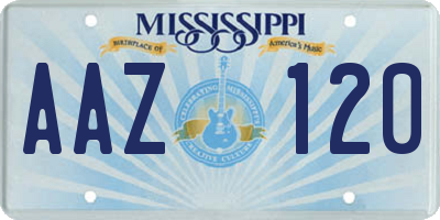 MS license plate AAZ120