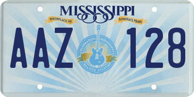 MS license plate AAZ128