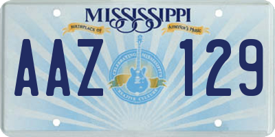 MS license plate AAZ129