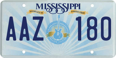 MS license plate AAZ180