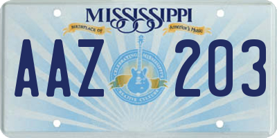 MS license plate AAZ203