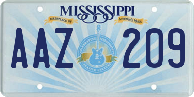 MS license plate AAZ209