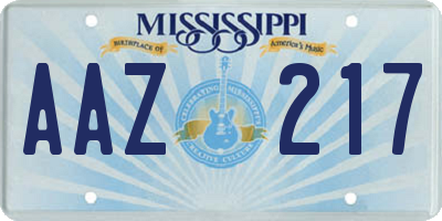 MS license plate AAZ217