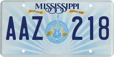 MS license plate AAZ218