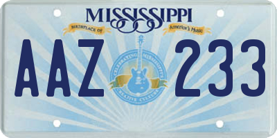 MS license plate AAZ233