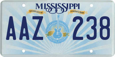 MS license plate AAZ238