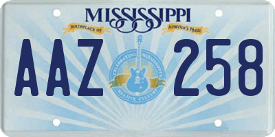 MS license plate AAZ258