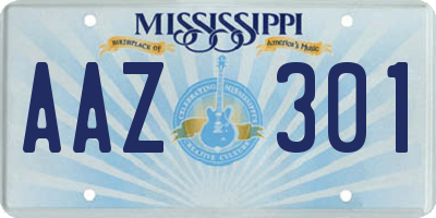 MS license plate AAZ301