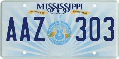 MS license plate AAZ303