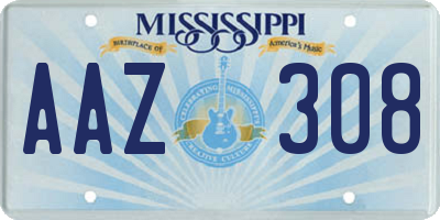 MS license plate AAZ308