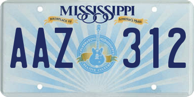 MS license plate AAZ312