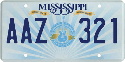 MS license plate AAZ321