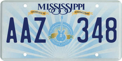 MS license plate AAZ348