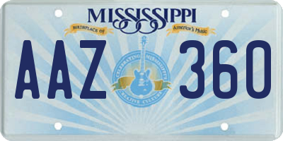 MS license plate AAZ360