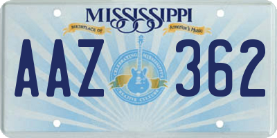 MS license plate AAZ362