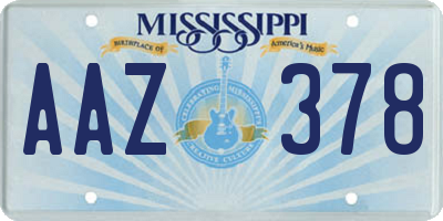 MS license plate AAZ378