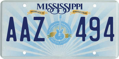 MS license plate AAZ494