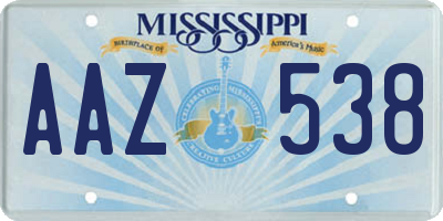MS license plate AAZ538