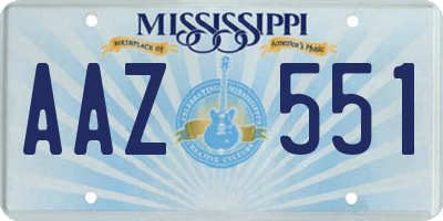 MS license plate AAZ551