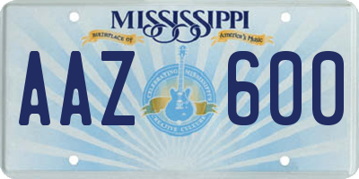 MS license plate AAZ600