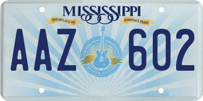 MS license plate AAZ602