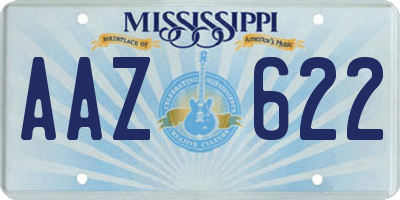 MS license plate AAZ622