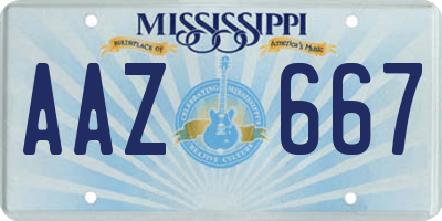 MS license plate AAZ667