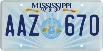 MS license plate AAZ670