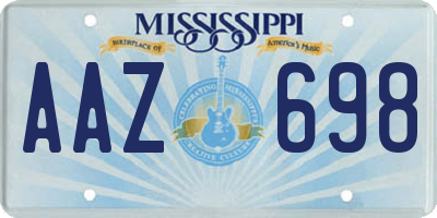 MS license plate AAZ698