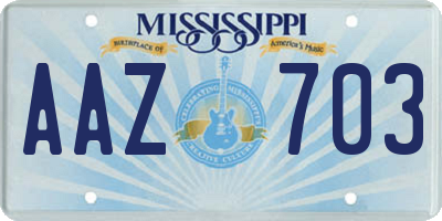 MS license plate AAZ703