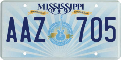 MS license plate AAZ705