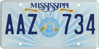 MS license plate AAZ734