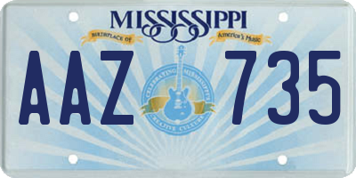 MS license plate AAZ735