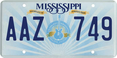 MS license plate AAZ749
