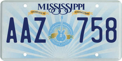 MS license plate AAZ758