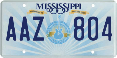 MS license plate AAZ804