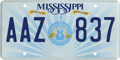 MS license plate AAZ837