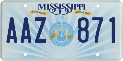 MS license plate AAZ871