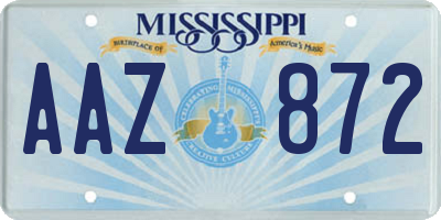 MS license plate AAZ872