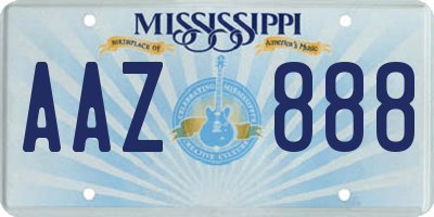 MS license plate AAZ888