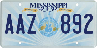 MS license plate AAZ892