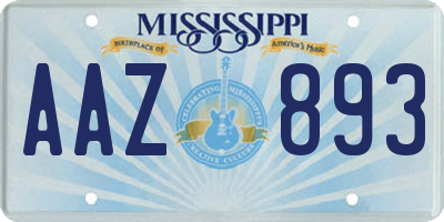 MS license plate AAZ893