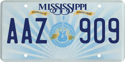 MS license plate AAZ909