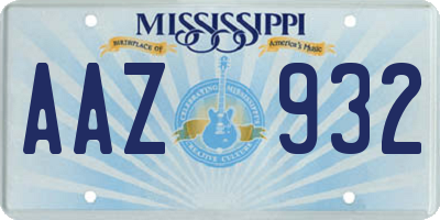 MS license plate AAZ932