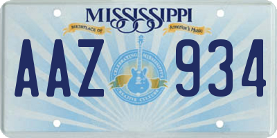 MS license plate AAZ934