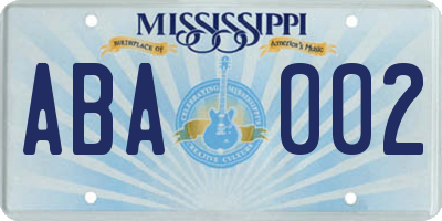 MS license plate ABA002