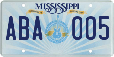 MS license plate ABA005