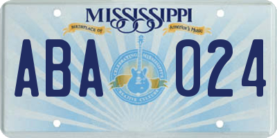 MS license plate ABA024
