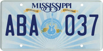 MS license plate ABA037